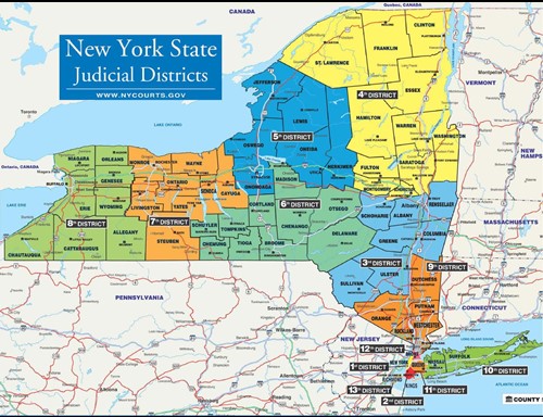 Mapa del distrito judicial del estado de Nueva York