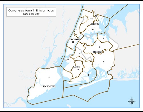 Mapa de los Distritos Congresionales de NYC